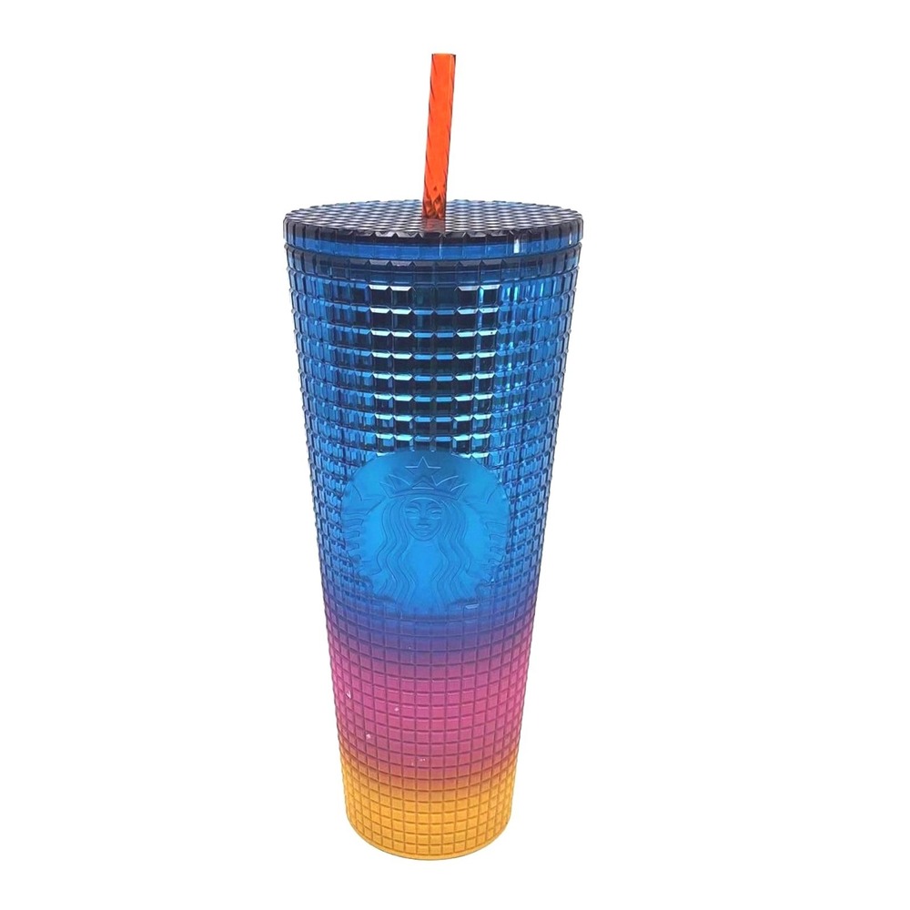 Starbucks 2023 Pride Tim Singleton Rainbow Grid Tumbler 24oz Venti Cold Cup